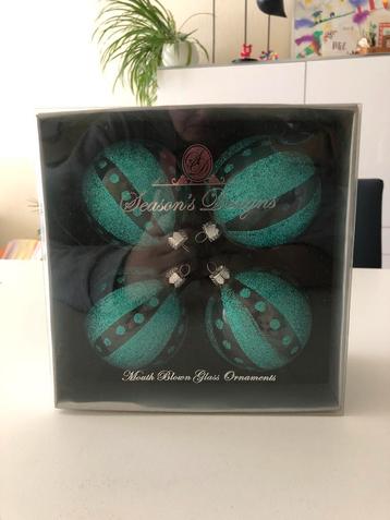 4 boules de Noël turquoises, Seison's Designs, Divers, Noël, Enlèvement, Comme neuf