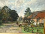 H. VAN DER HECHT 1841-1901 hst signée ferme, vaches, Antiquités & Art, Art | Peinture | Classique, Enlèvement