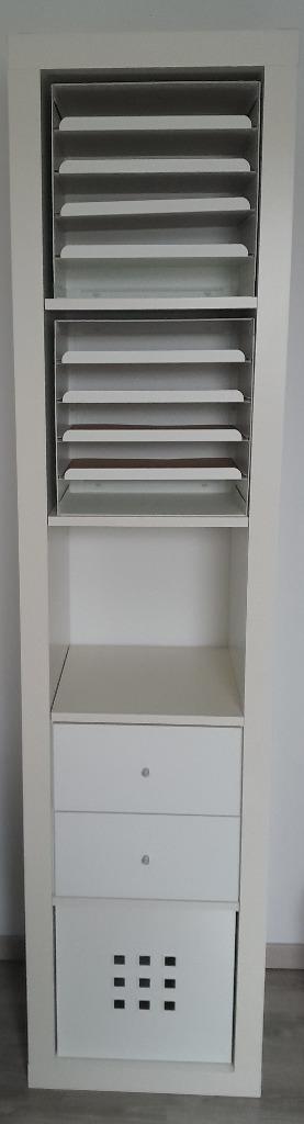 Ikea Kast kallax met 2 laden, 2 papieropbergers en 1 box, Huis en Inrichting, Kasten | Boekenkasten, Gebruikt, Minder dan 50 cm