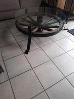 Salontafel van oud karrewiel, Ophalen, Zo goed als nieuw, Minder dan 50 cm, Eikenhout