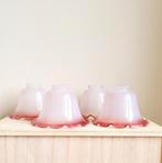 Prachtige set v 4 vintage roze opaline glazen lampenkapjes!, Ophalen of Verzenden, Zo goed als nieuw