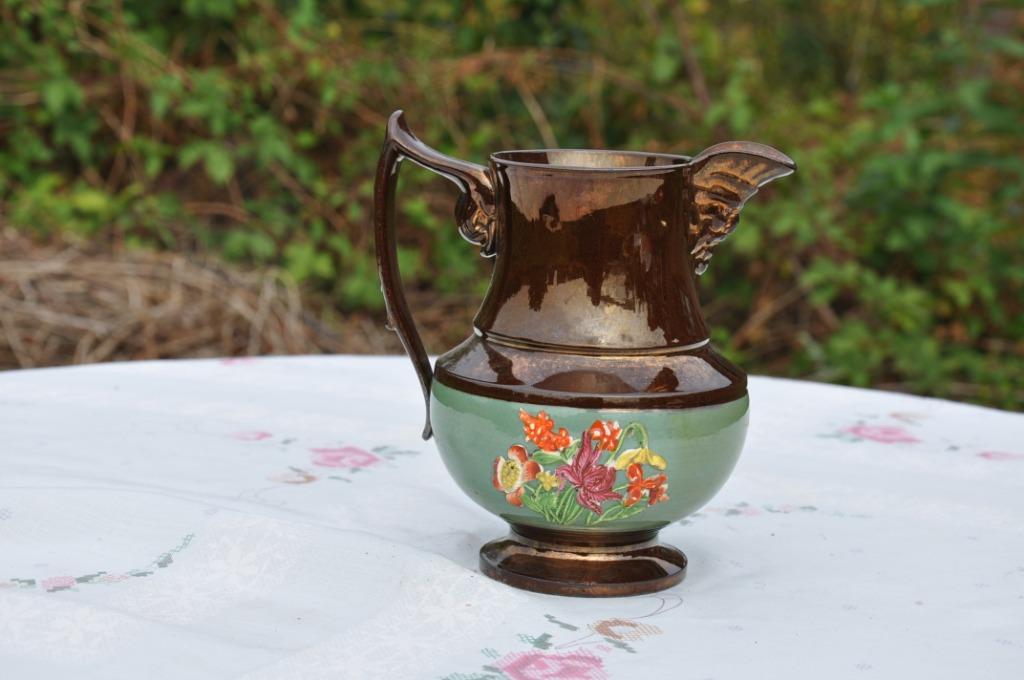 §  pichet faience jersey bande verte fleurie (8), Antiquités & Art, Enlèvement ou Envoi