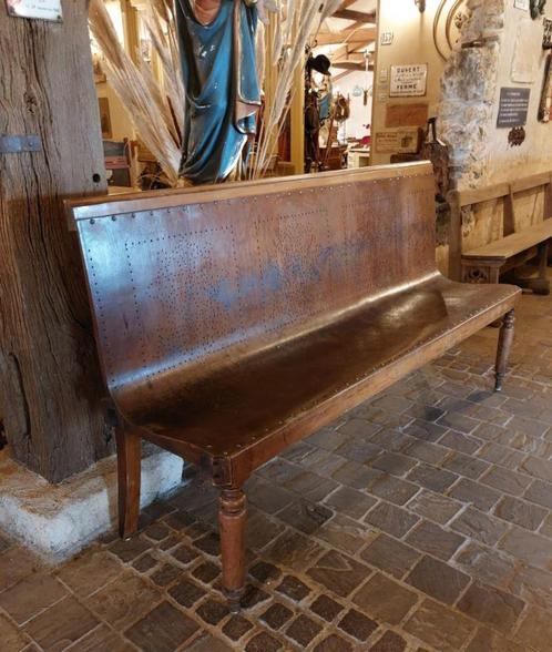 Ancien banc de café en bois à décor perforé, Antiquités & Art, Curiosités & Brocante, Enlèvement