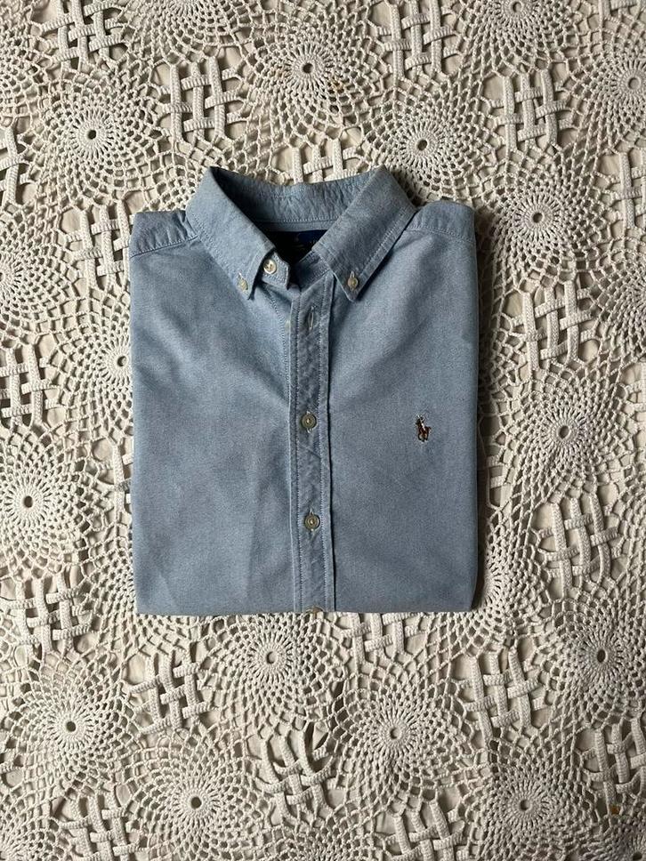 Ralph Lauren Oxford hemd shirt – lichtblauw light blue – S, Kleding | Heren, Overhemden, Zo goed als nieuw, Halswijdte 38 (S) of kleiner
