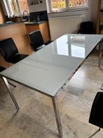 Keukentafel met glazen bovenblad, Huis en Inrichting, Tafels | Eettafels, Ophalen, Gebruikt, 50 tot 100 cm, Vijf personen of meer