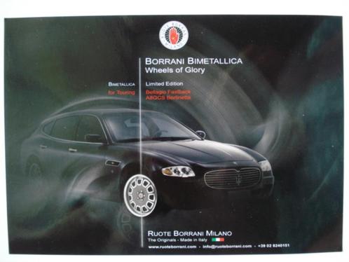 Brochure Ruote Borrani Bimetallica Touring Bellagio Fastback, Livres, Autos | Brochures & Magazines, Comme neuf, Autres marques