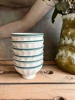 6 anciens bols café au lait français St Amand crème + vert, Antiquités & Art, Enlèvement ou Envoi