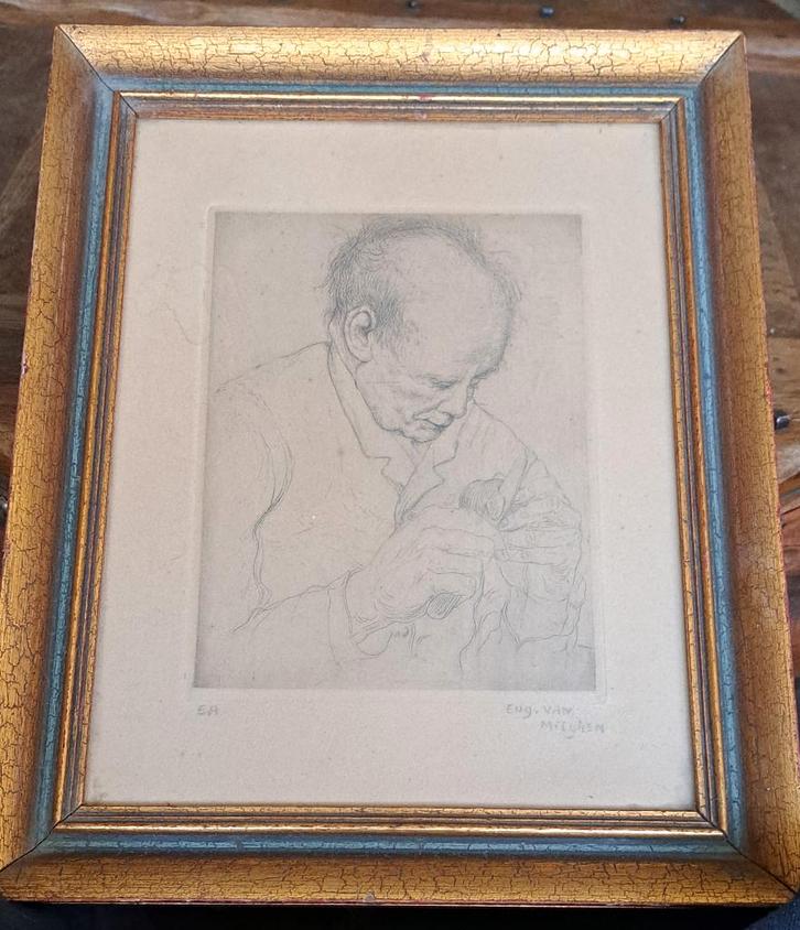 Eau forte epreuve d artiste signe eugene van mieghem, Antiek en Kunst, Kunst | Etsen en Gravures, Ophalen of Verzenden