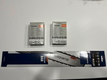 Husqvarna X-Force zaagblad 45cm + 2 Stihl kettingen  beschikbaar voor biedingen