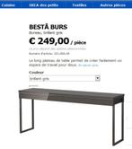 Bureau Ikea Besta Burs gris brillant presque neuf., Huis en Inrichting, Ophalen, Zo goed als nieuw, Bureau