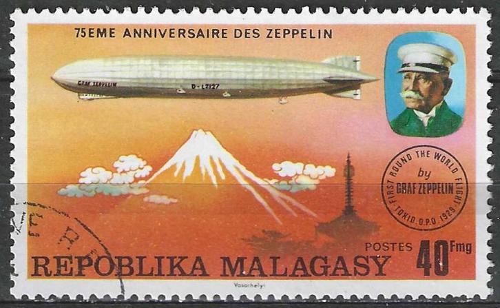 Madagascar 1976 - Yvert 580 - Ballon Zeppelin - 40 f. (ST), Postzegels en Munten, Postzegels | Afrika, Verzenden