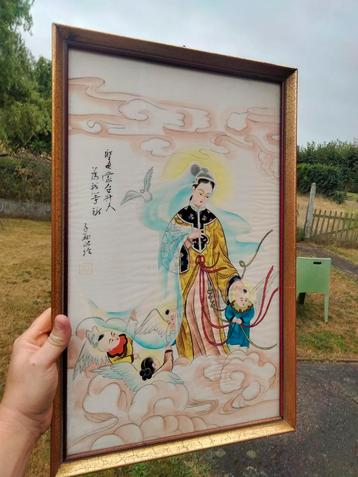 Vintage Oosters kunstwerk op stof zijde ? beschikbaar voor biedingen