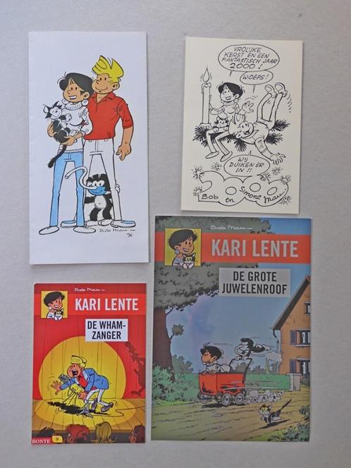 Bob Mau - Kari Lente - nieuwjaarskaart - tentoonstelling, Verzamelen, Stripfiguren, Zo goed als nieuw, Overige typen, Overige figuren