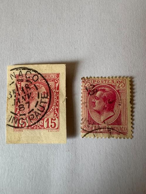 2 oude postzegels Monaco, gebruikte jaren 1920, Postzegels en Munten, Postzegels | Europa | Overig, Monaco, Ophalen of Verzenden
