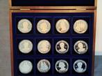 koffertje 12 Zilveren munten Belgische koningen, Ophalen, Zilver, Setje, Zilver