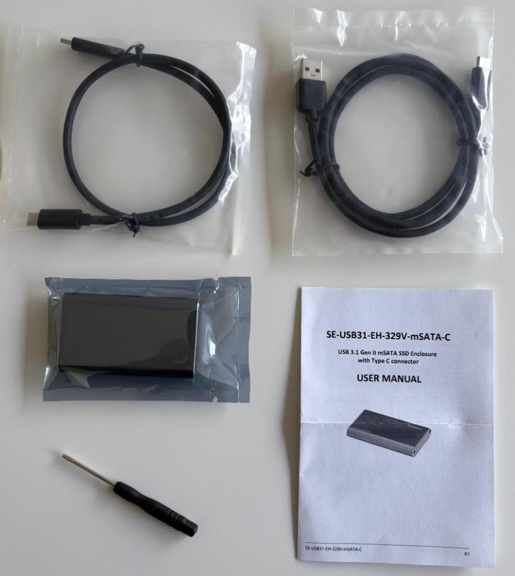 mSATA SSD Behuizing–USB 3.1 Gen2 (10 Gbps,Type-C,super-slim), Computers en Software, Harde schijven, Nieuw, Laptop, Extern, SSD