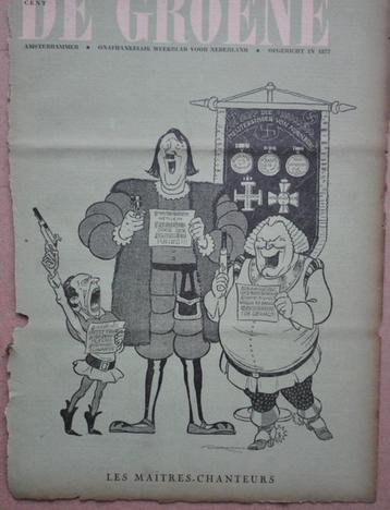 Cartoon spotprenten politieke gebeuren in 1938. 