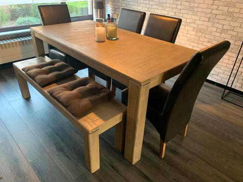 Eetkamer en salon in leder, Huis en Inrichting, Complete eetkamers, Zo goed als nieuw, Ophalen