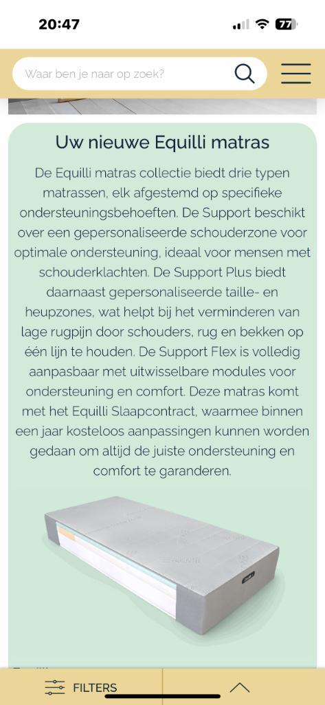 Equilli matras 140, Huis en Inrichting, Slaapkamer | Matrassen en Bedbodems, Gebruikt, Matras, 140 cm, 200 cm, Twijfelaar, Ophalen