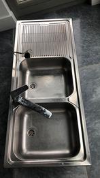 Evier inox double 116x50 cm (sans ribinet), Enlèvement, Utilisé
