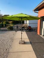 Parasol 3m groen + voet en hoes, zeer propere staat, Tuin en Terras, Ophalen, Zo goed als nieuw