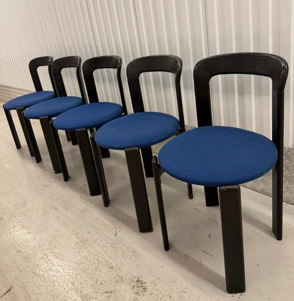5 x Bruno Rey stoelen, Maison & Meubles, Chaises, Cinq, Six Chaises ou plus, Bois, Tissus, Noir, Enlèvement