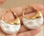 Elegante 14-karaats vergulde oorringen van imitatieparels, Handtassen en Accessoires, Oorbellen, Verzenden, Nieuw, Knopjes of Stekers