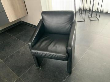 Set van 4 zwarte lederen kuipstoelen, Huis en Inrichting, Ophalen, Gebruikt
