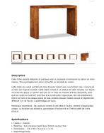 Console meuble en bois d'Acacia Massif, Comme neuf, Enlèvement ou Envoi