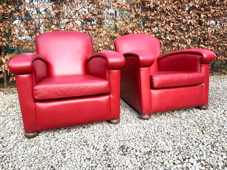 2 Art Deco Cigar Club Fauteuils in zeer goede staat 1930+-, Antiek en Kunst, Antiek | Meubels | Stoelen en Sofa's, Ophalen