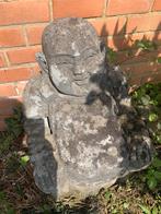 Zittend Boeddhabeeld in natuurlijke lavasteen 65cm, Tuin en Terras, Steen, Boeddhabeeld, Zo goed als nieuw
