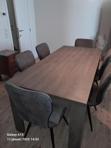 Moderne tafel met 6 stoelen, Enlèvement, Comme neuf
