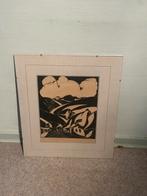 Grafiek / houtsnede – abstract landschap – gesigneerde print, Antiek en Kunst, Ophalen