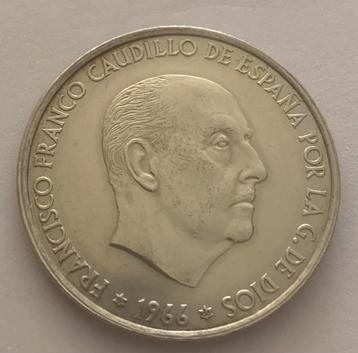 SPANJE 100 PESETAS 1966 ZILVER beschikbaar voor biedingen