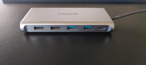 QGeeM 12-in-1 USB C docking station, Computers en Software, Dockingstations, Zo goed als nieuw, Docking station, Laptop, Ophalen of Verzenden