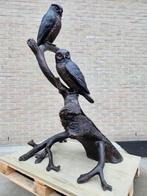 BRONZEN BOOM MET 2 PRACHTIGE UILEN PRACHTIGE GROTE BRONS !!!, Ophalen of Verzenden, Zo goed als nieuw, Overige materialen, Dierenbeeld