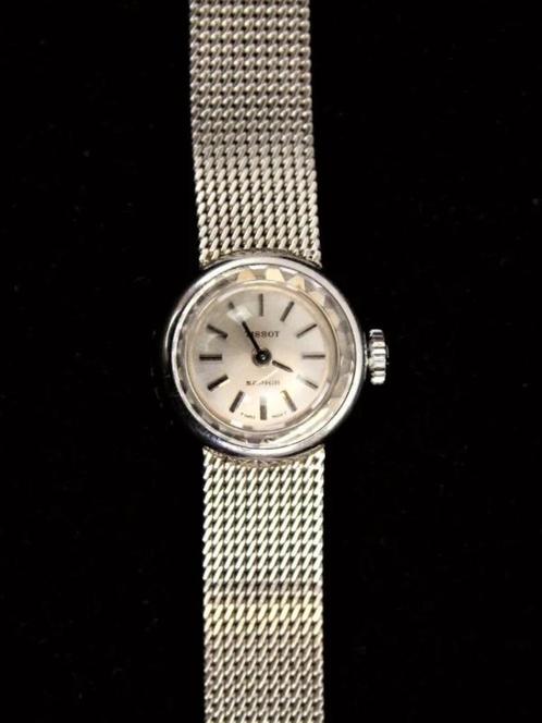 Mechanisch vintage damesuurwerk Tissot Saphir 1960 witgoud, Handtassen en Accessoires, Horloges | Dames, Gebruikt, Polshorloge
