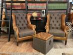 NIEUW Chesterfield oor fauteuil stof Harris Tweed zetels, Huis en Inrichting, Ophalen of Verzenden, Stof