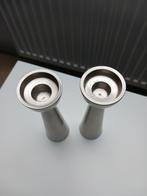2 Inox kandelaars te koop., Ophalen, Zo goed als nieuw