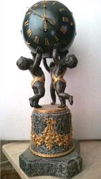 HORLOGE bronze 3 angelots avec socle marbre doré, Enlèvement ou Envoi