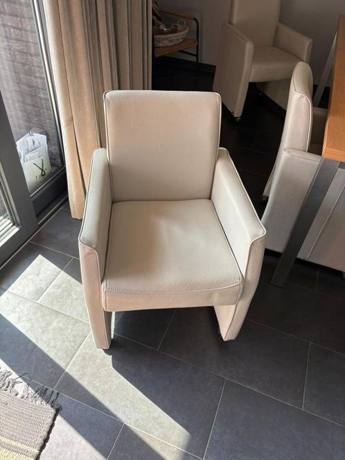 4x Eetkamerstoel met wielen, Huis en Inrichting, Stoelen, Gebruikt, Vier, Wit, Ophalen