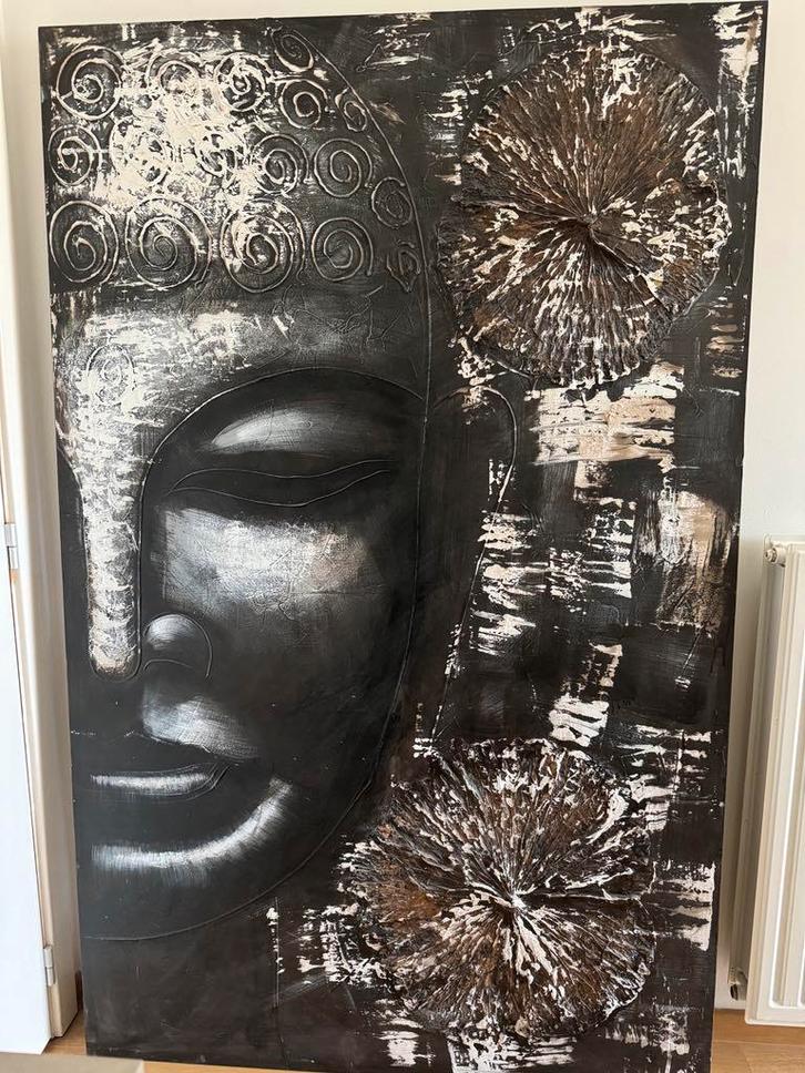 Boeddha-lijst/schilderij op canvas 190x120cm, Huis en Inrichting, Woonaccessoires | Schilderijen, Tekeningen en Foto's, Zo goed als nieuw