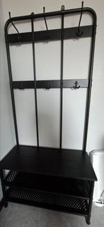 Zwarte kapstok/schoenenrek met zitbank  190 x 90 x 38 cm, Ophalen, Gebruikt