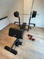 Multifunctionele halterbank/benchpress met 60kg, Sport en Fitness, Fitnessmaterialen, Ophalen, Gebruikt, Fitnessbank