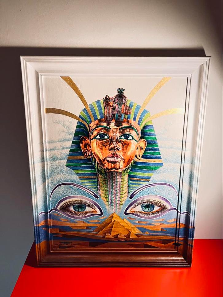 Egyptian Pharaoh, Antiek en Kunst, Kunst | Schilderijen | Abstract, Ophalen of Verzenden