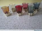 Tasses à thé (6) en verre de couleur., Comme neuf, Tasse(s) et/ou soucoupe(s), Uni, Enlèvement ou Envoi