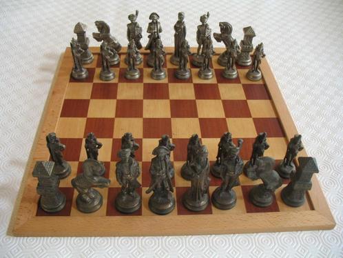 Schaakbord, Napoleon, metalen stukken (tinnen), Hobby en Vrije tijd, Gezelschapsspellen | Bordspellen, Ophalen of Verzenden