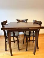 Massieve Beukenhout eettafel met 4 stoelen – uitschuifbaar, Ophalen, Gebruikt, 50 tot 100 cm, Vierkant