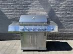 INOX 5 pits barbecue met braadzone en aparte plancha/grill!!, Gebruikt, Ophalen