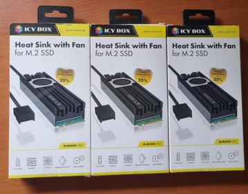 3 Stuks - M.2 Heat Sink met Fan - ICY BOX (IB-M2HSF-703) beschikbaar voor biedingen
